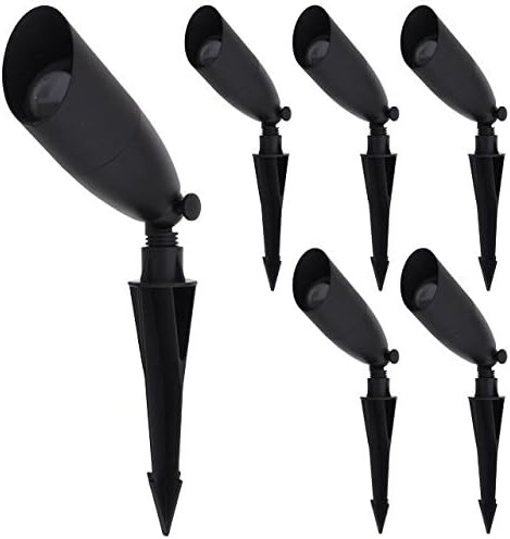 Black Aluminum Low Voltage Landscape Spot Light with Ground Spike, 6-Pack K1242