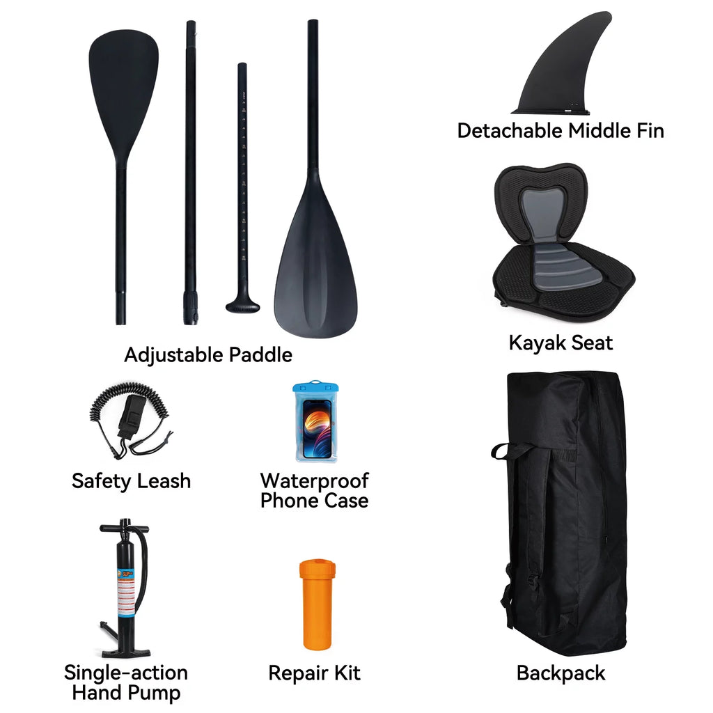 11 Ft Inflatable Stand Up Paddle Board and Sit-on Kayak Set L50076