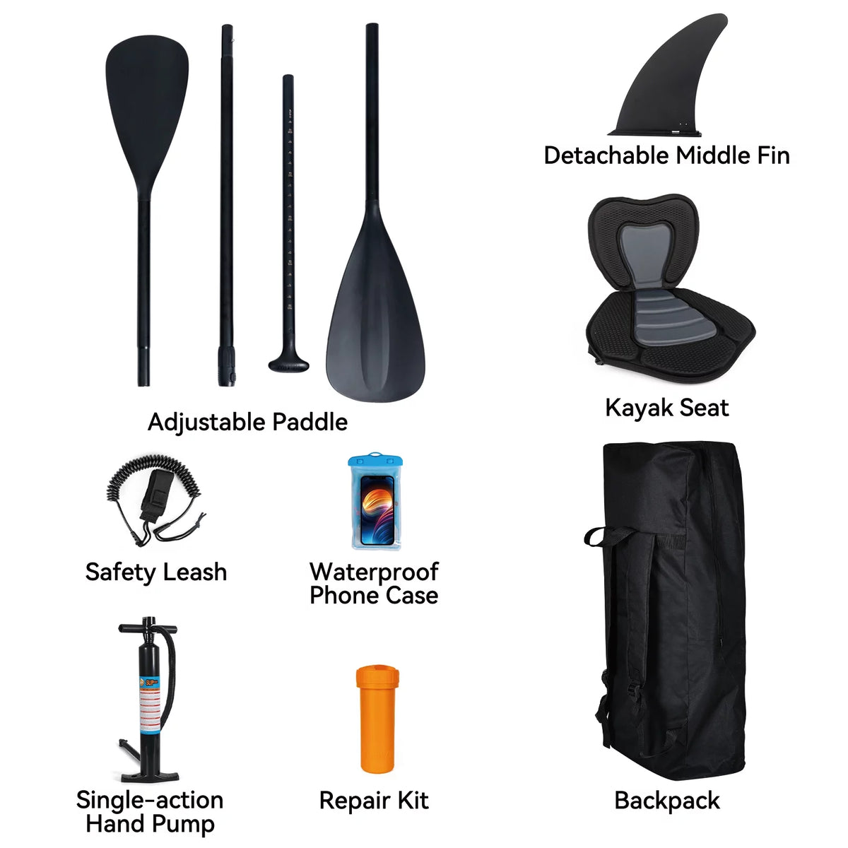 11 Ft Inflatable Stand Up Paddle Board and Sit-on Kayak Set L50076