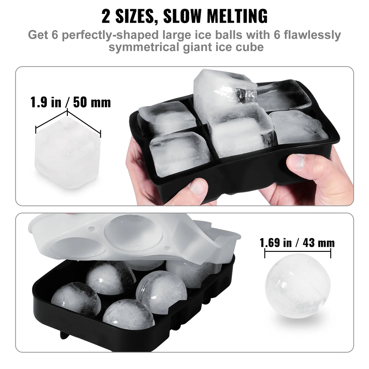 Silicone Ice Cube Tray with Lid 2 Packs E50378