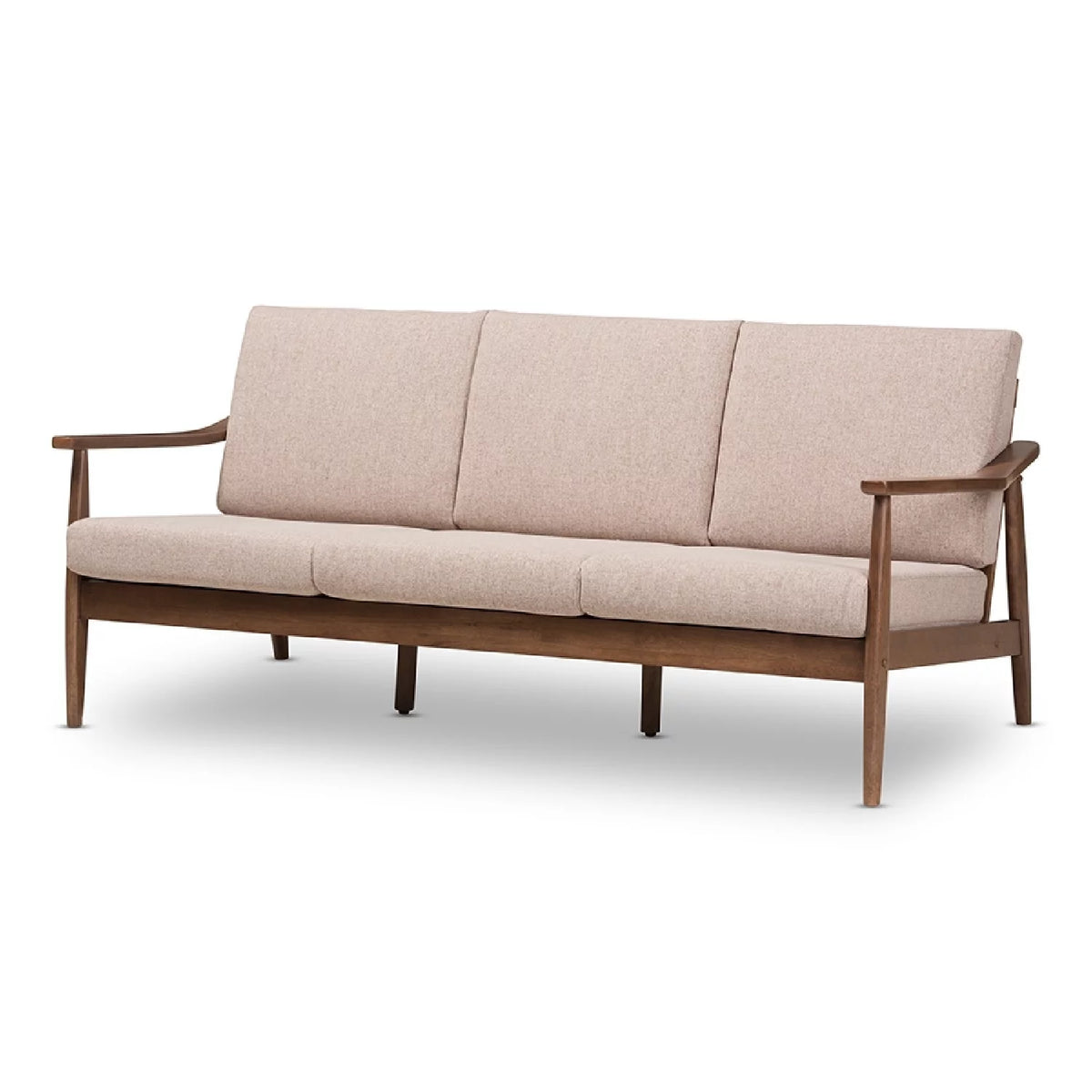 Light Brown Fabric Upholstered 3-Seater Sofa X7526