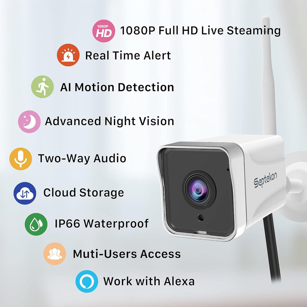 1080P WiFi Outdoor Security Camera (2 Pack) with Night Vision E23419