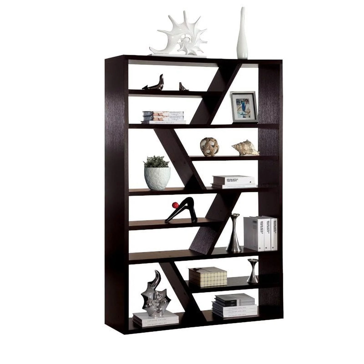Espresso Wood Open Shelf Bookcase I7362