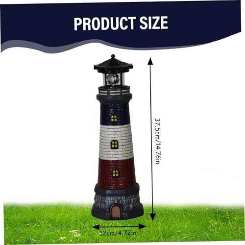 15" Tall Waterproof Resin Lighthouse Lamp with 360° Rotating LED W94835