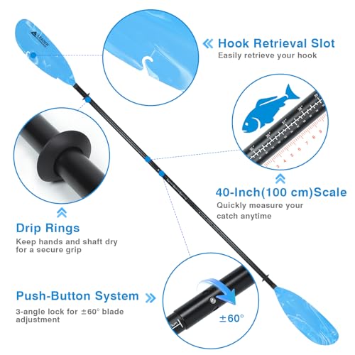 Adjustable Aluminum Kayak Paddle 90-98 inch with Paddle Leash D329