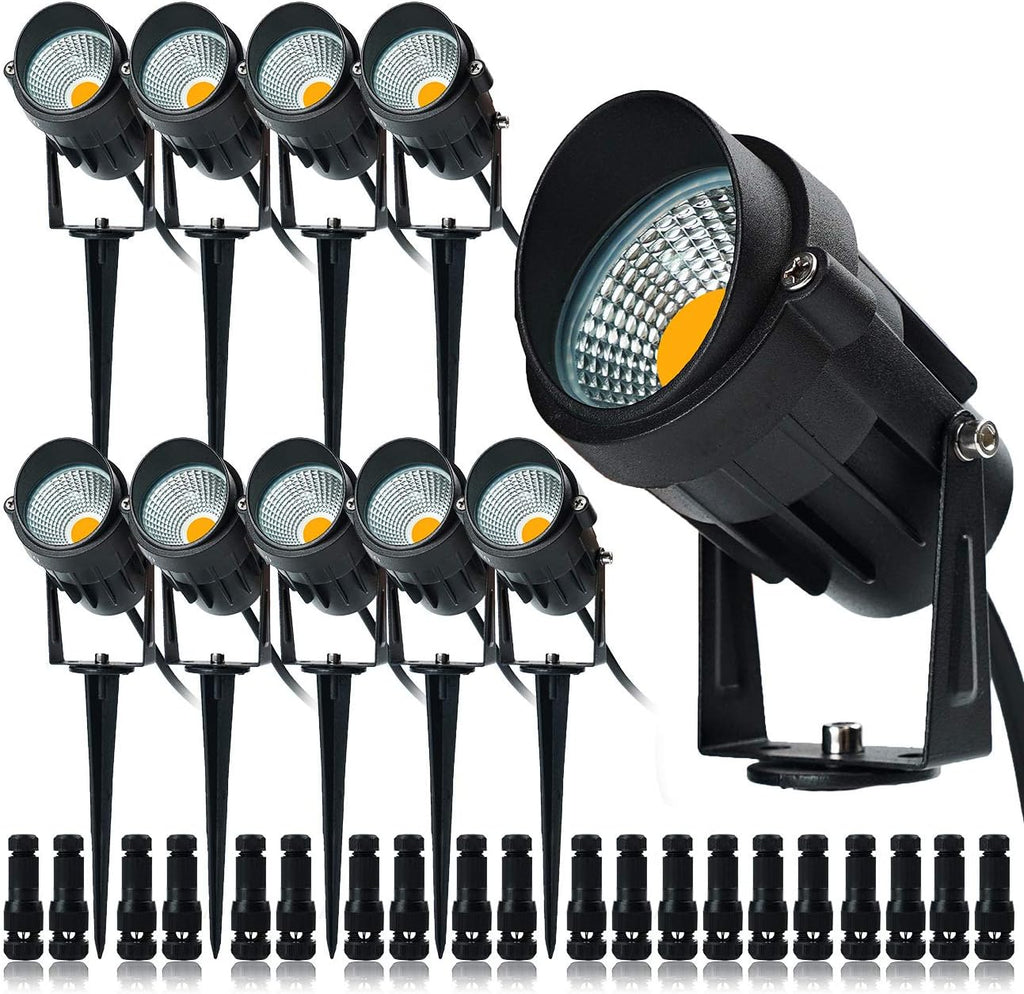 10 Pack 12v 9W LED Landscape Lights, IP65 Waterproof Warm White with Connector O36469