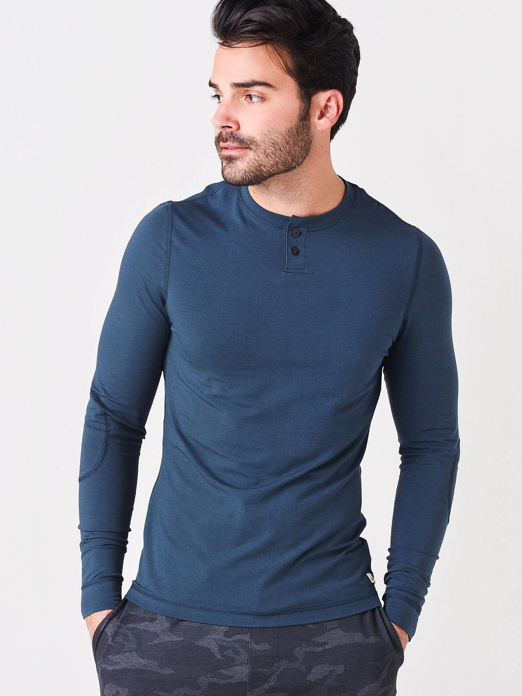 Long-Sleeve Henley - Large / Indigo U323
