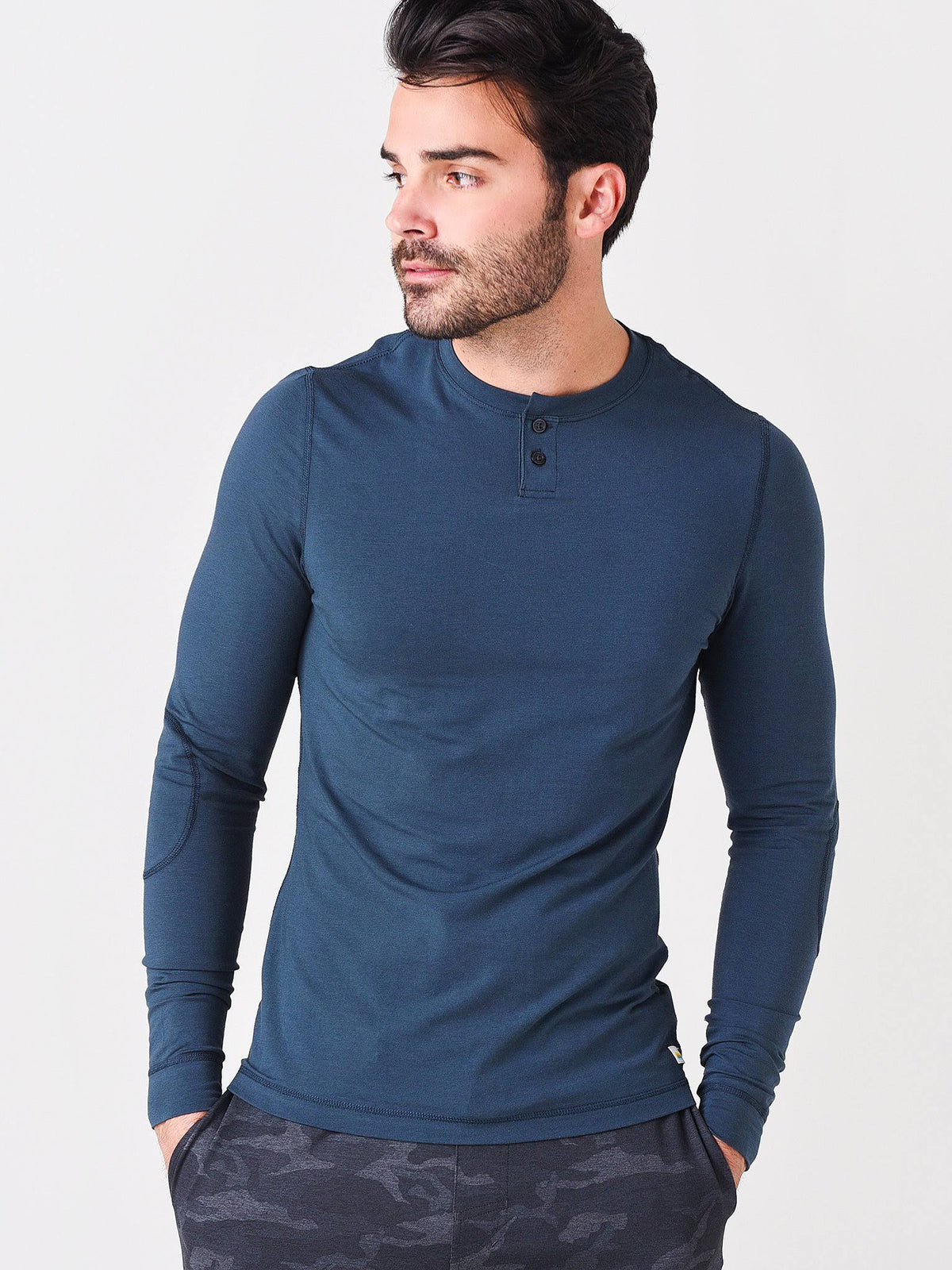Long-Sleeve Henley - Large / Indigo U323