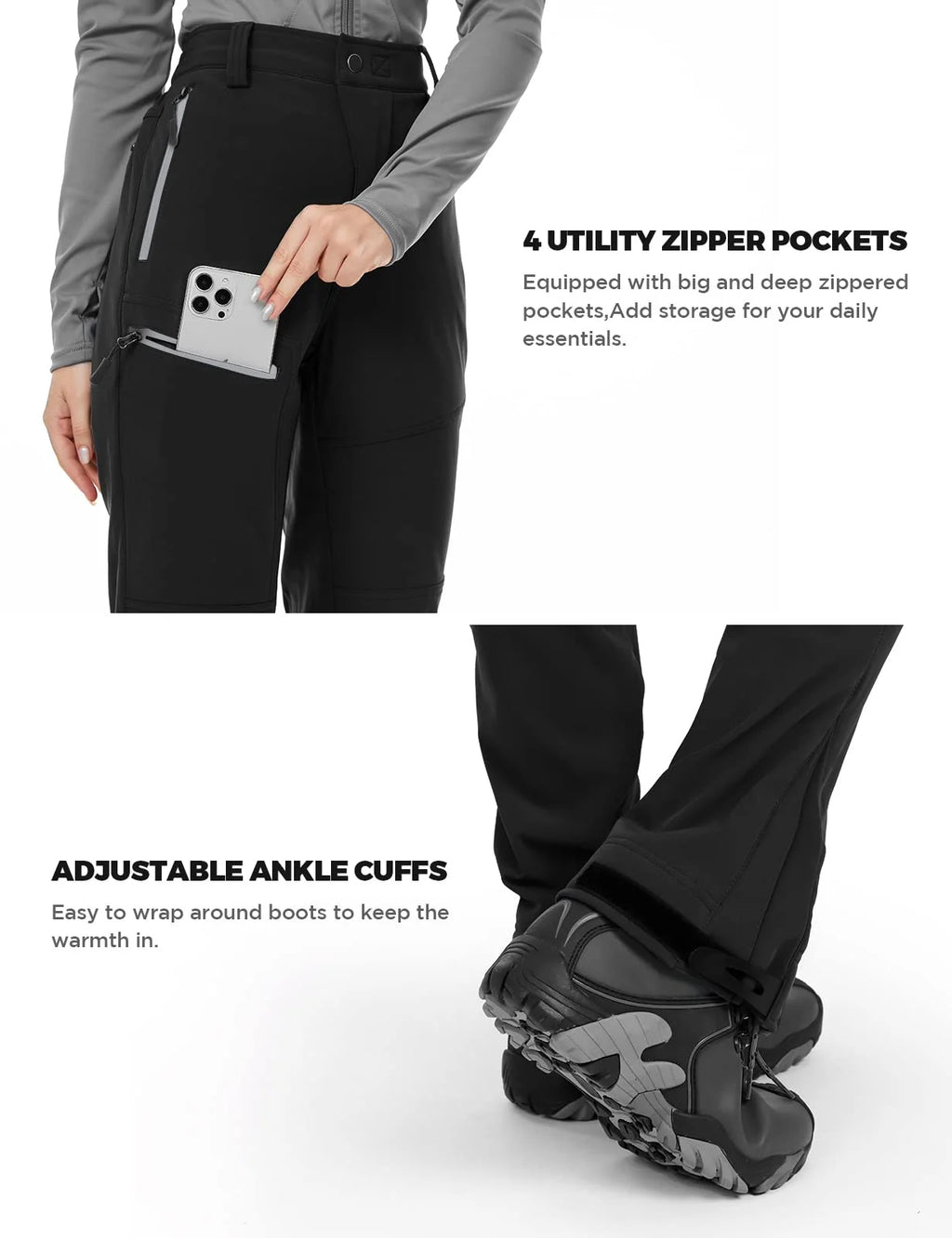 Waterproof Fleece Lined Hiking Ski Snow Pants I43996
