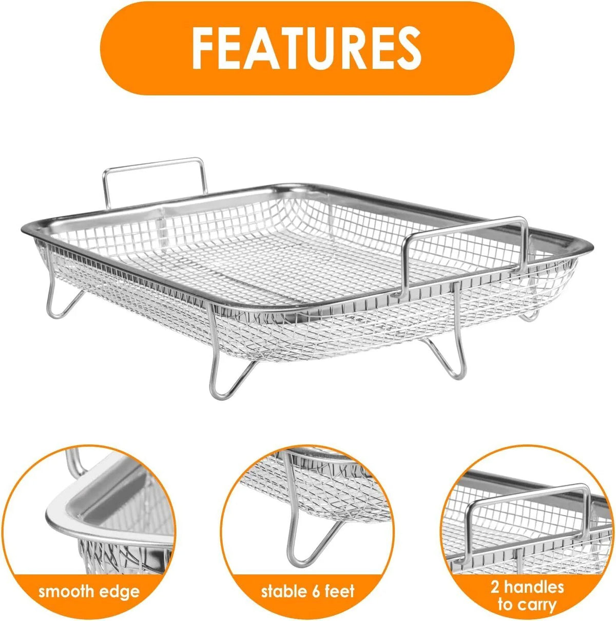 Stainless Steel Grill Basket 2pc Air Fryer Basket For Oven P737005