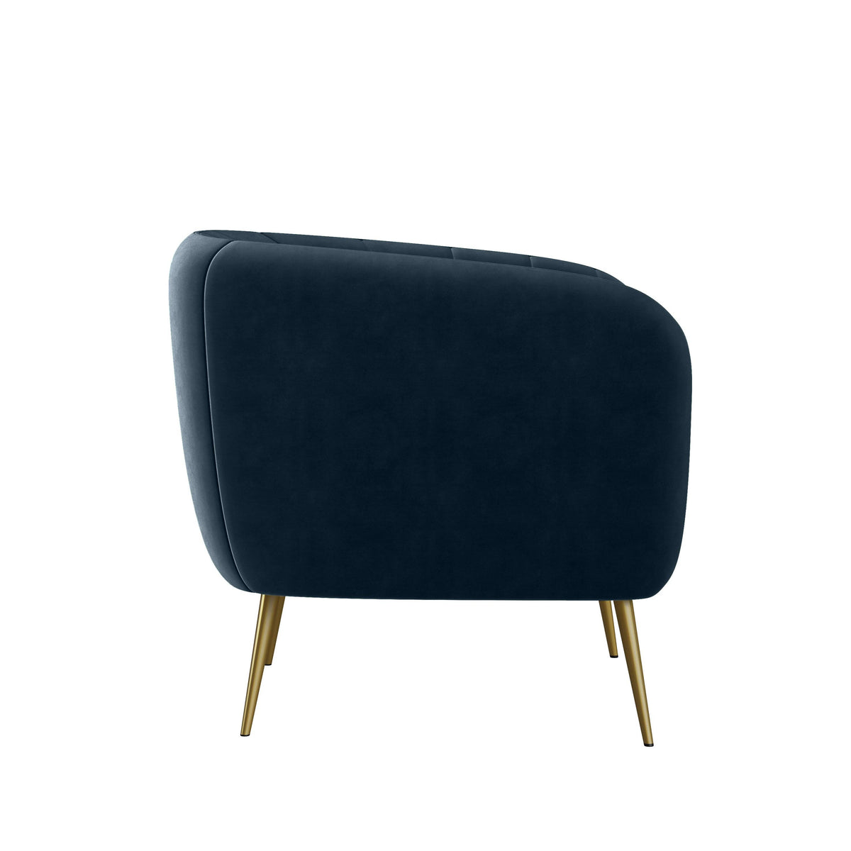 Turquoise Blue Velvet Channel-Tufted Barrel Chair L926