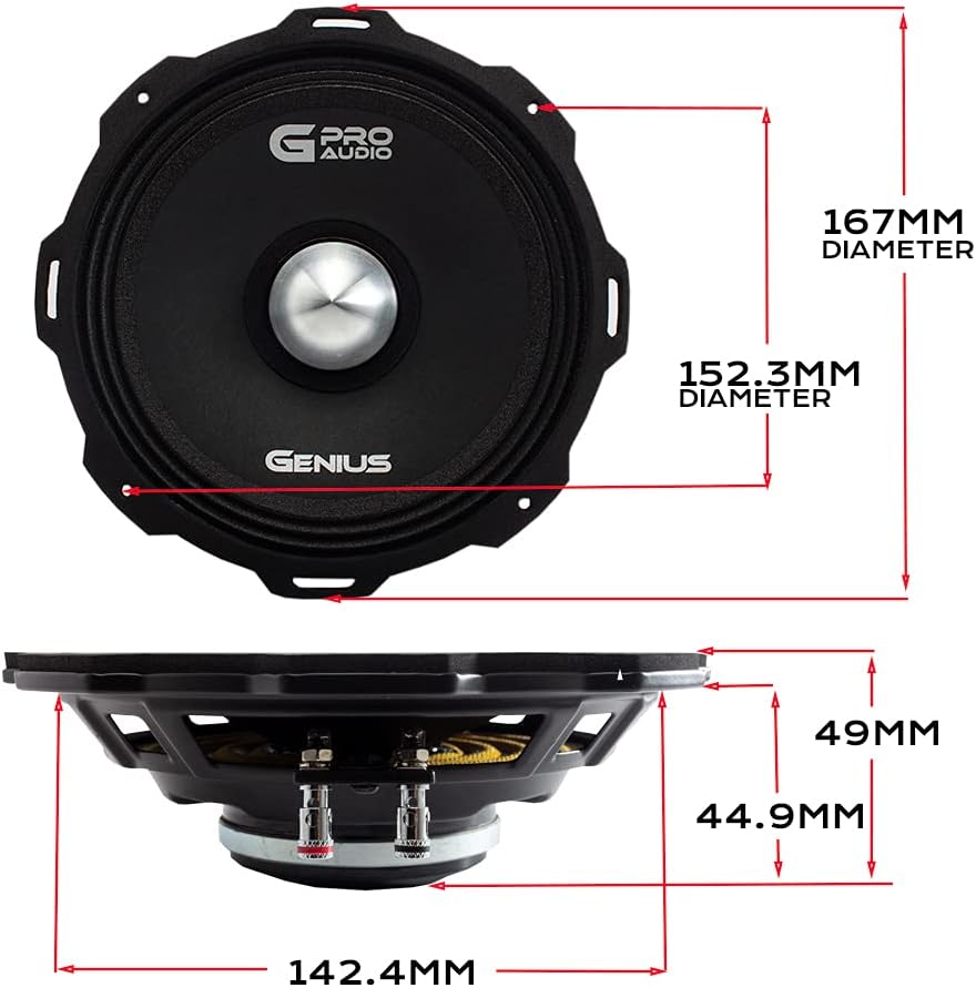 6.5 Midrange Speaker 300 Watts Max 4 Ohm Pack of 2 Y9460