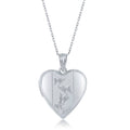 925 Sterling Silver Rhodium Plated Heart Locket Pendant Necklace A9176