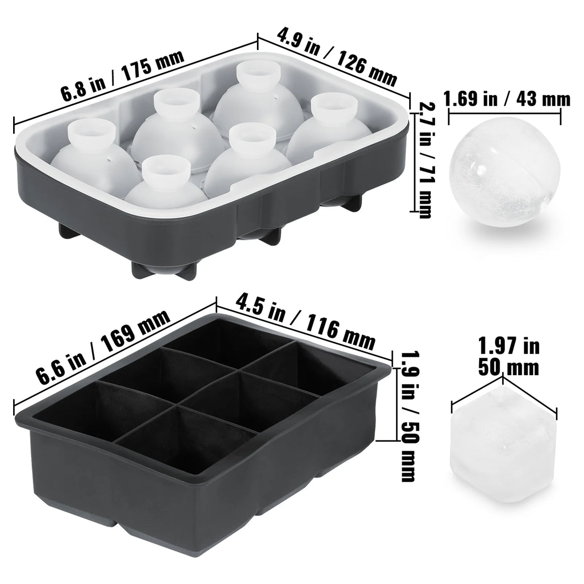 Silicone Ice Cube Tray with Lid 2 Packs E50378