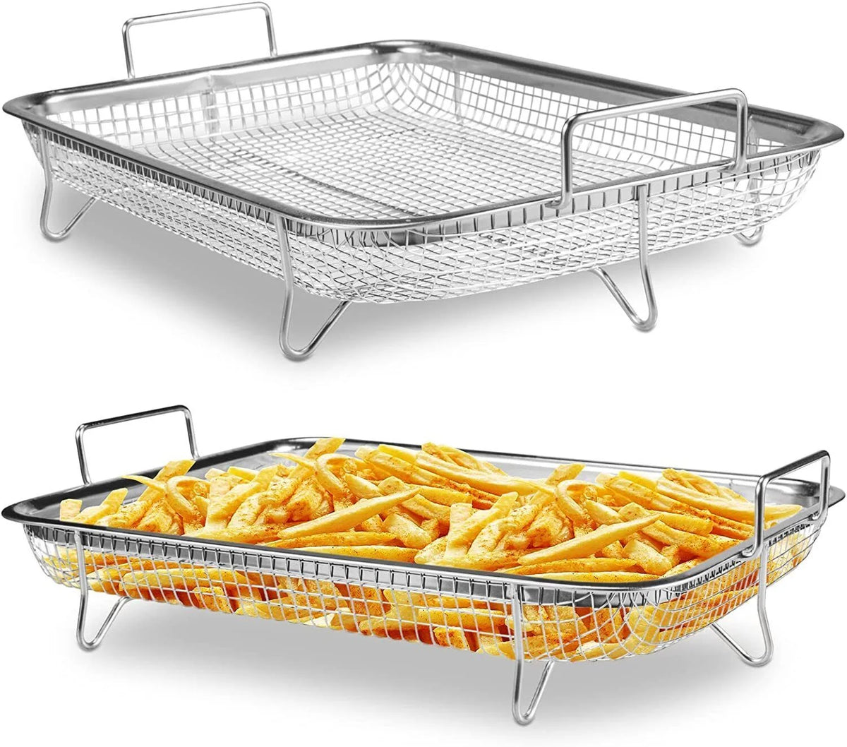 Stainless Steel Grill Basket 2pc Air Fryer Basket For Oven P737005