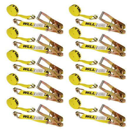 2 inch x 27' Ratchet Strap with Wire Hooks (10 Pack) H720
