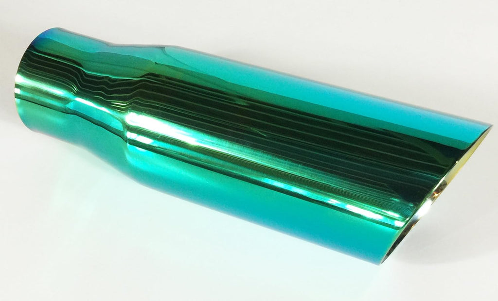 Exhaust Tip 4.00" OD 3.00" ID X 12.00" Long 3.00" Inlet Double Wall Stainless Steel Burned Color Green Pack of 2 M61903
