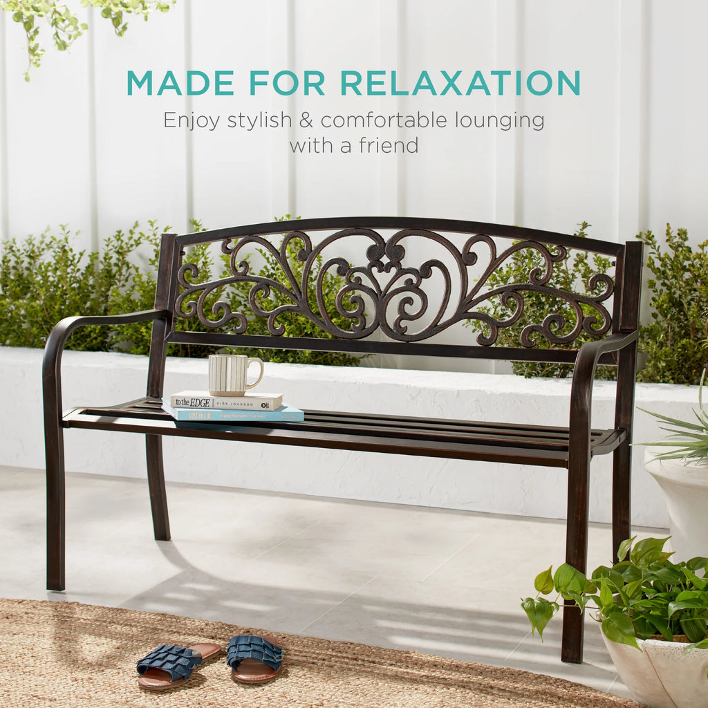Black Steel Outdoor Bench Z571