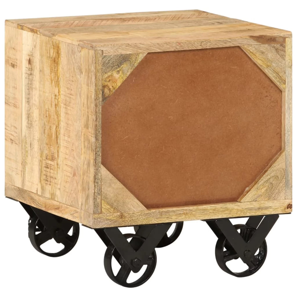 Solid Mango Wood Side Table with Drawer Wheels Z484510