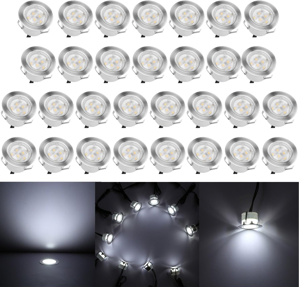 Low Voltage Stainless Steel 1W Deck Lights (20pcs, Cool White) E772862