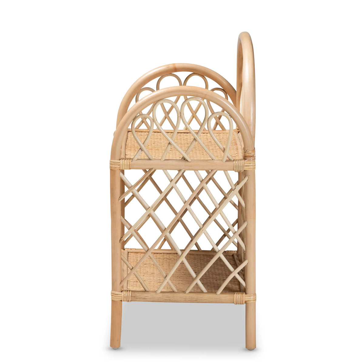 Natural Brown Rattan 2-Tier Display Shelf G534699