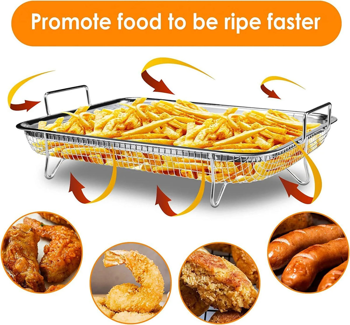 Stainless Steel Grill Basket 2pc Air Fryer Basket For Oven P737005