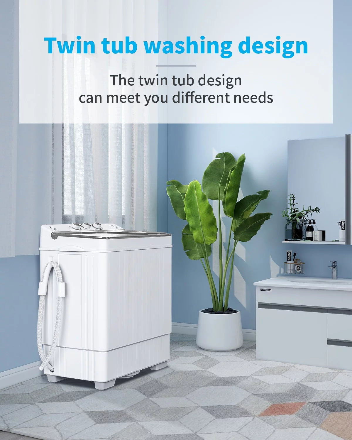 Portable 26lbs Twin Tub Compact Semi-automatic Washing Machine B709