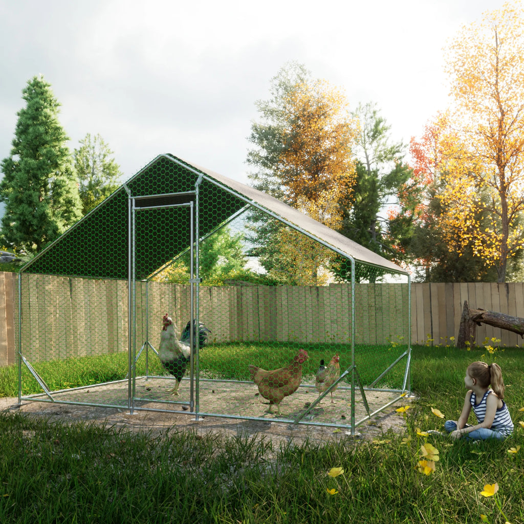 Large Metal Chicken Coop with Waterproof Cover I353328