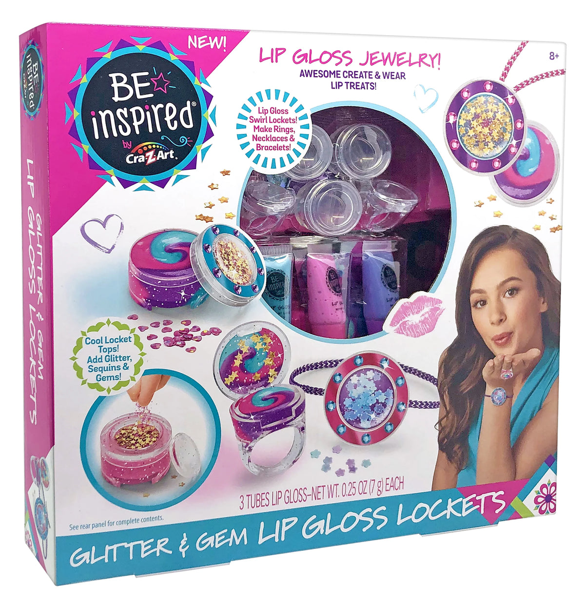 Glitter & Gem Lip Gloss Lockets Multicolor Craft Kit R264