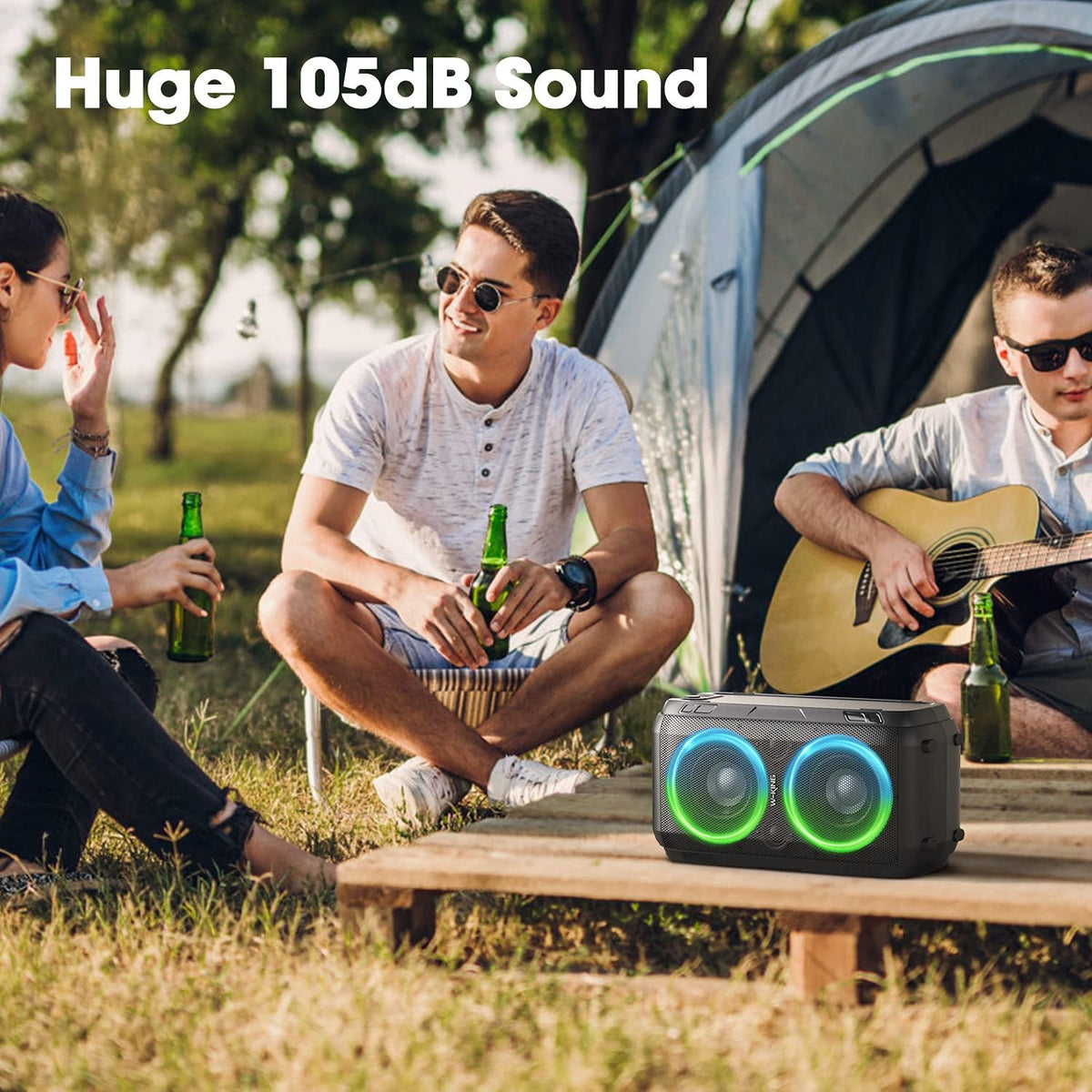 80W Bluetooth Speaker with LED Lights and 12000mAH Battery E490873
