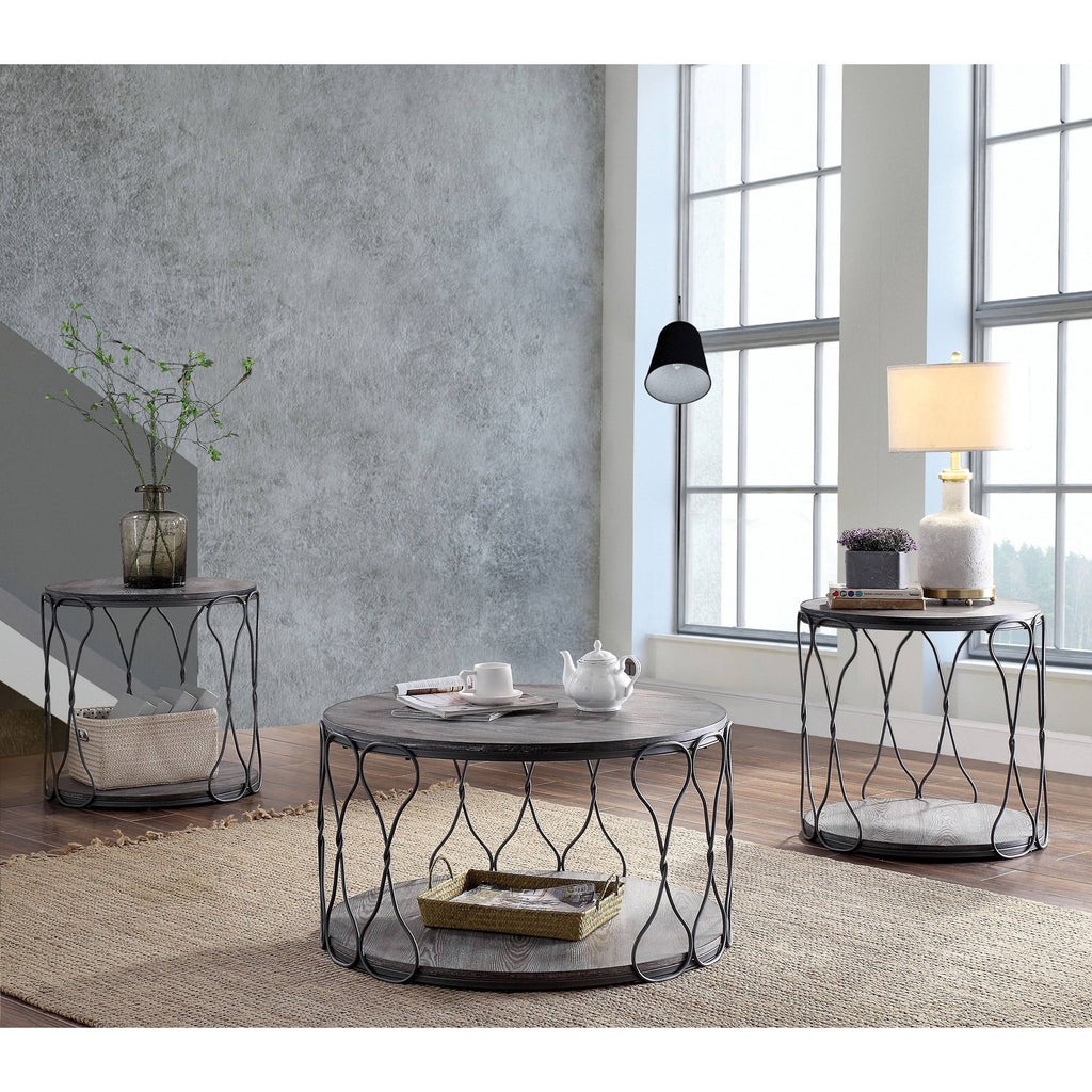 Rustic Grey Metal Round Coffee Table R8278