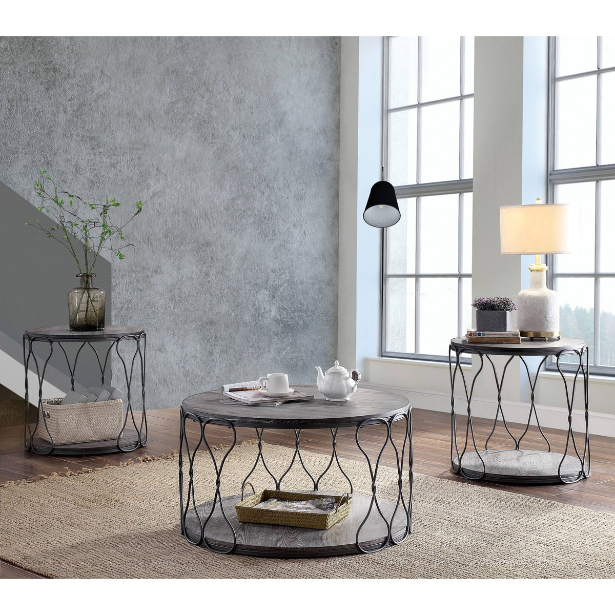 Rustic Grey Metal Round Coffee Table R8278