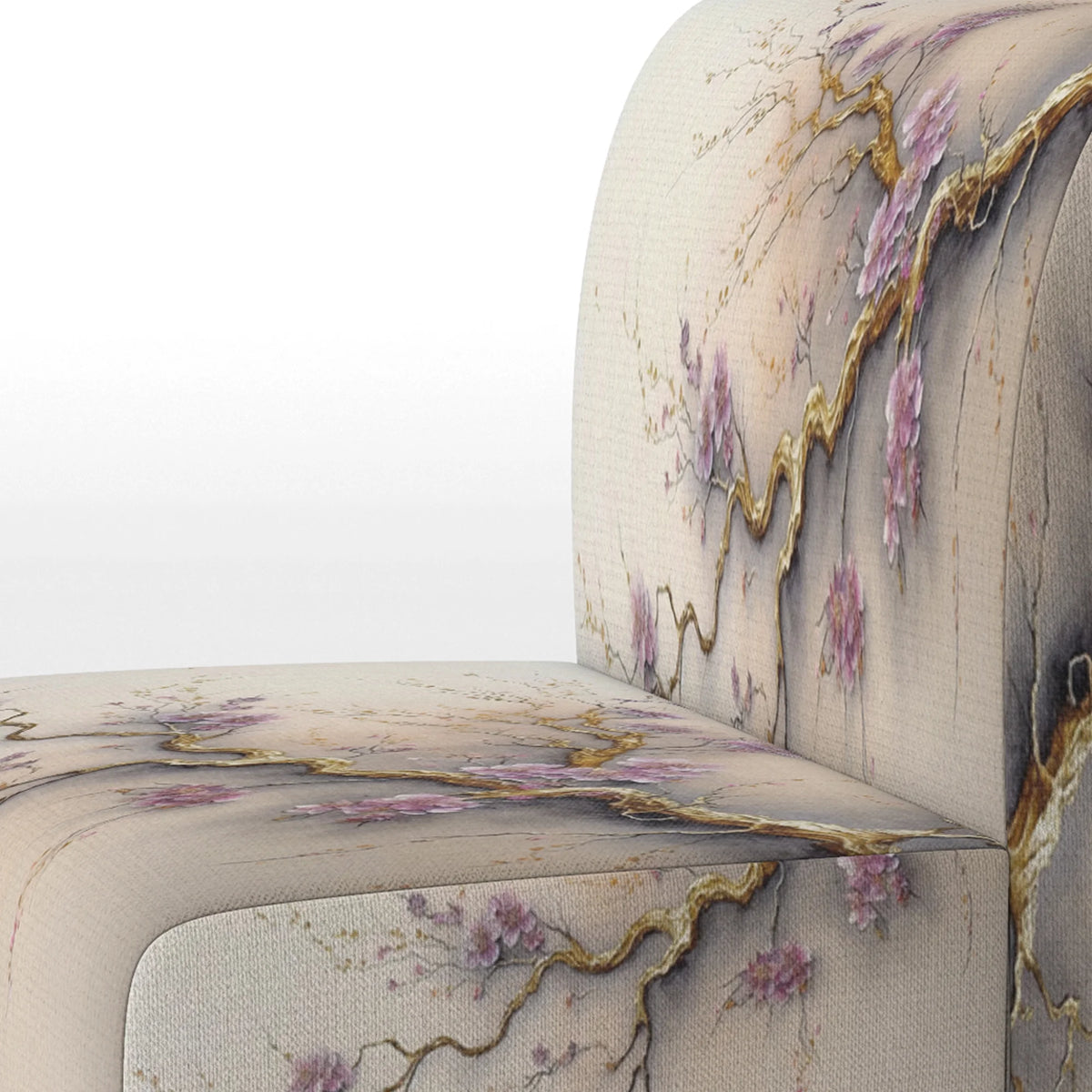 Pink And Plum Cherry Blossom Branch Upholstered Accent Chair and Arm Chair E435