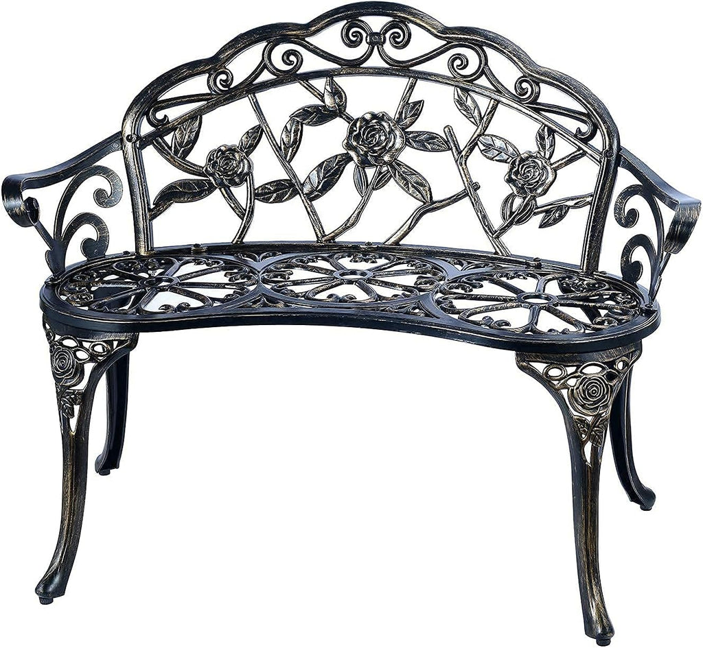 Cast Aluminum Patio Bench with Copper Finish T13063