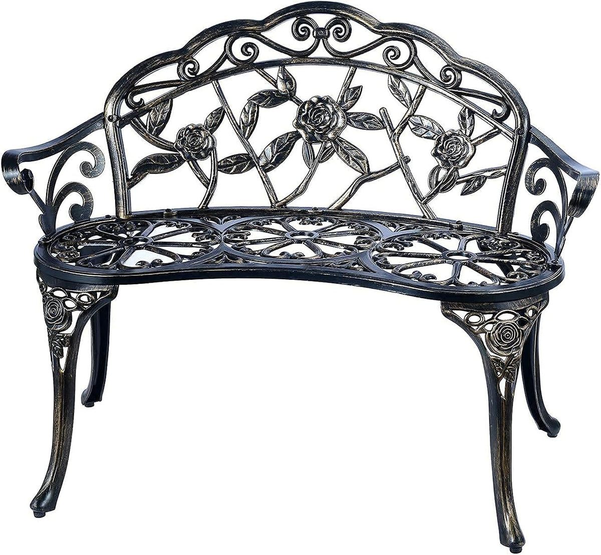 Cast Aluminum Patio Bench with Copper Finish T13063