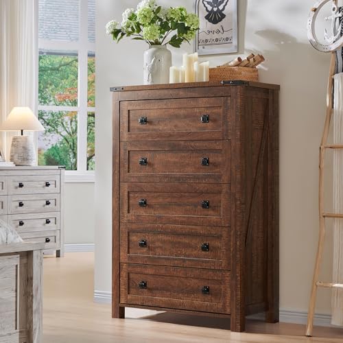 White 5 Drawer Wood Dresser B2027