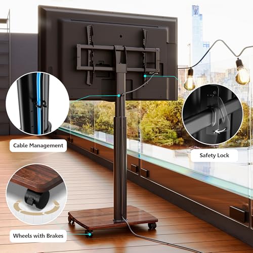 Rolling TV Stand for 32 to 65 Inch TVs with Swivel Mount V69098