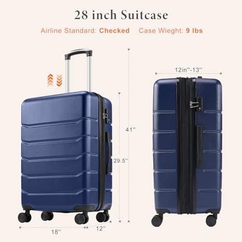 Navy Blue 24 Inch Hard Shell ABS Spinner Luggage L46473