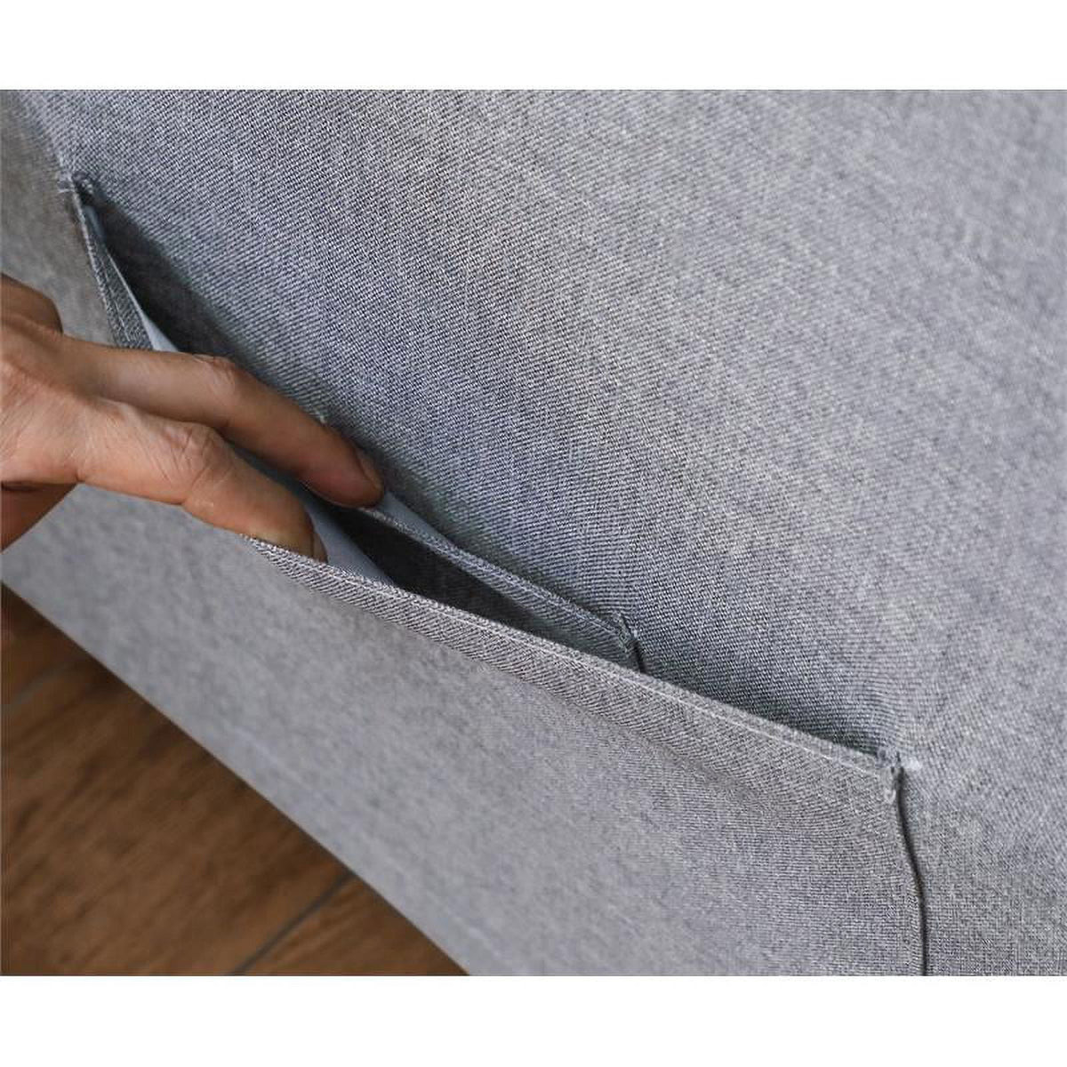 Light Gray Linen Fabric 3-in-1 Convertible Sleeper Loveseat H513959