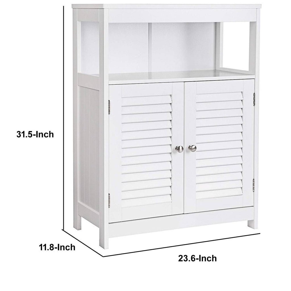 White Wooden Bathroom Cabinet with 2 Door P3877