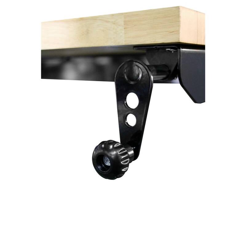 Adjustable Height Solid Wood Top Workbench Table in Black L228680