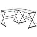 L Shape Computer Desk with Metal Frame & Clear Glass Top L52455