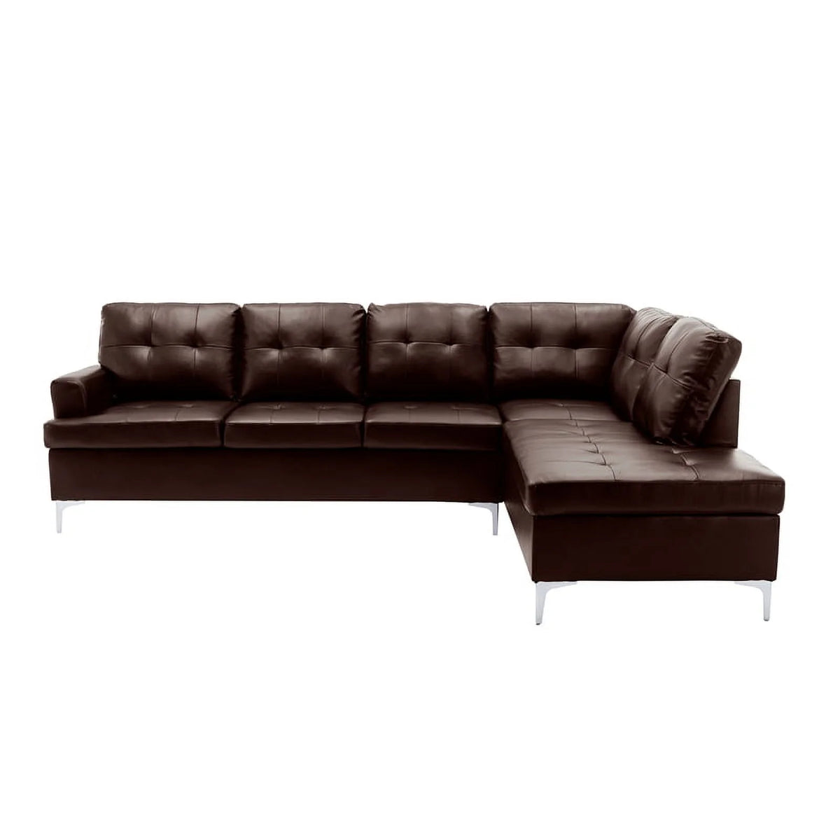 Brown Faux Leather Sectional Sofa R59545