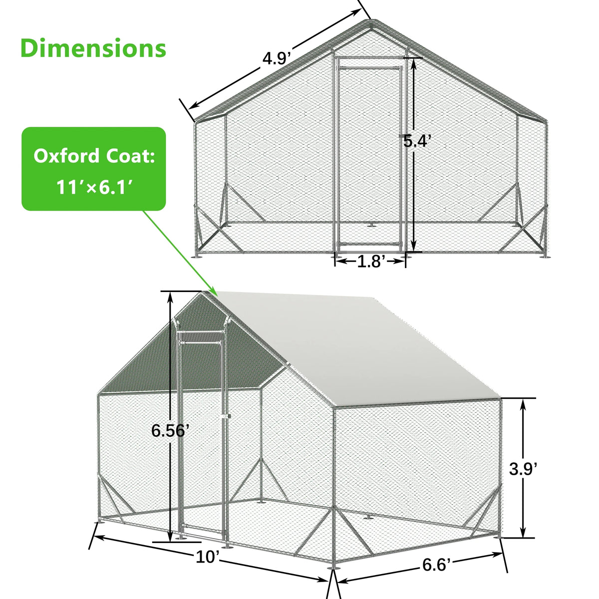 Large Metal Chicken Coop with Waterproof Cover I353328