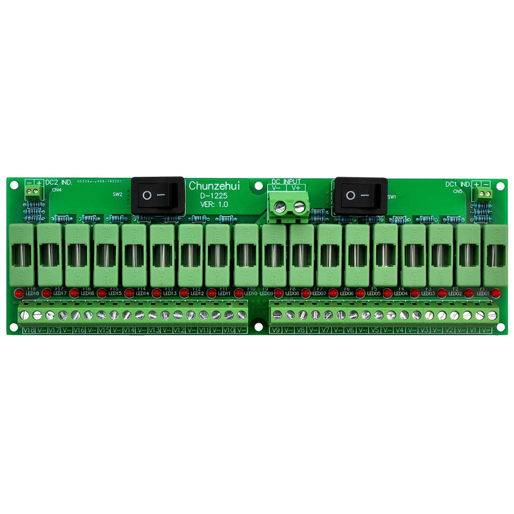 18 Channels 12V/24V 20A Power Distribution Fuse Module, Pack of 2 C4368