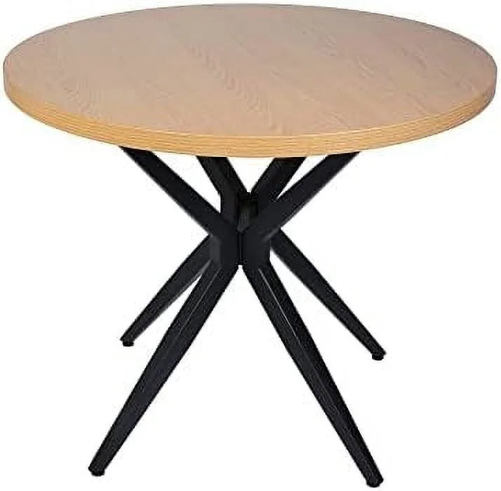 53'' Mid-Century Modern Round Dining Table with Metal Legs K2690