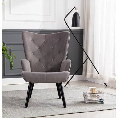 Silvery Gray Velvet Accent Chair I4011