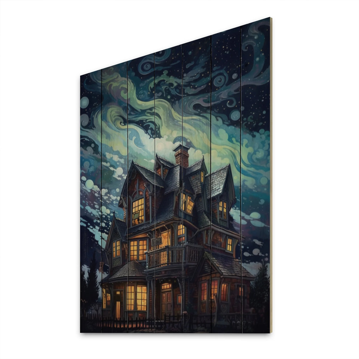 Castles Print on Natural Pine Wood R37413