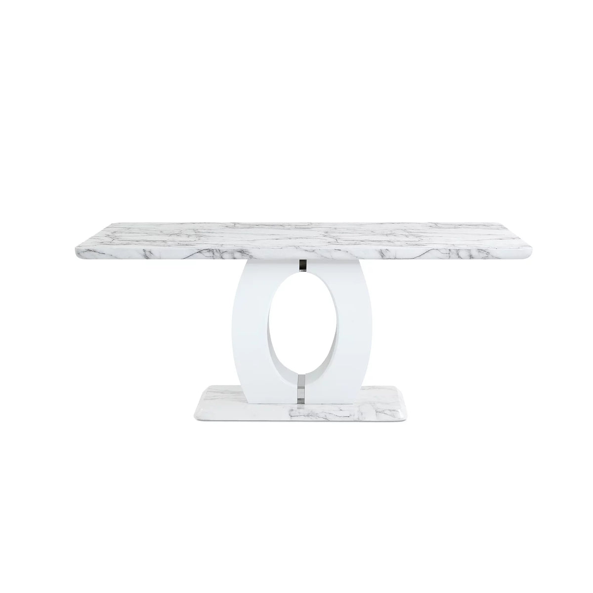 White Faux Marble Pedestal Base Dining Table Y686