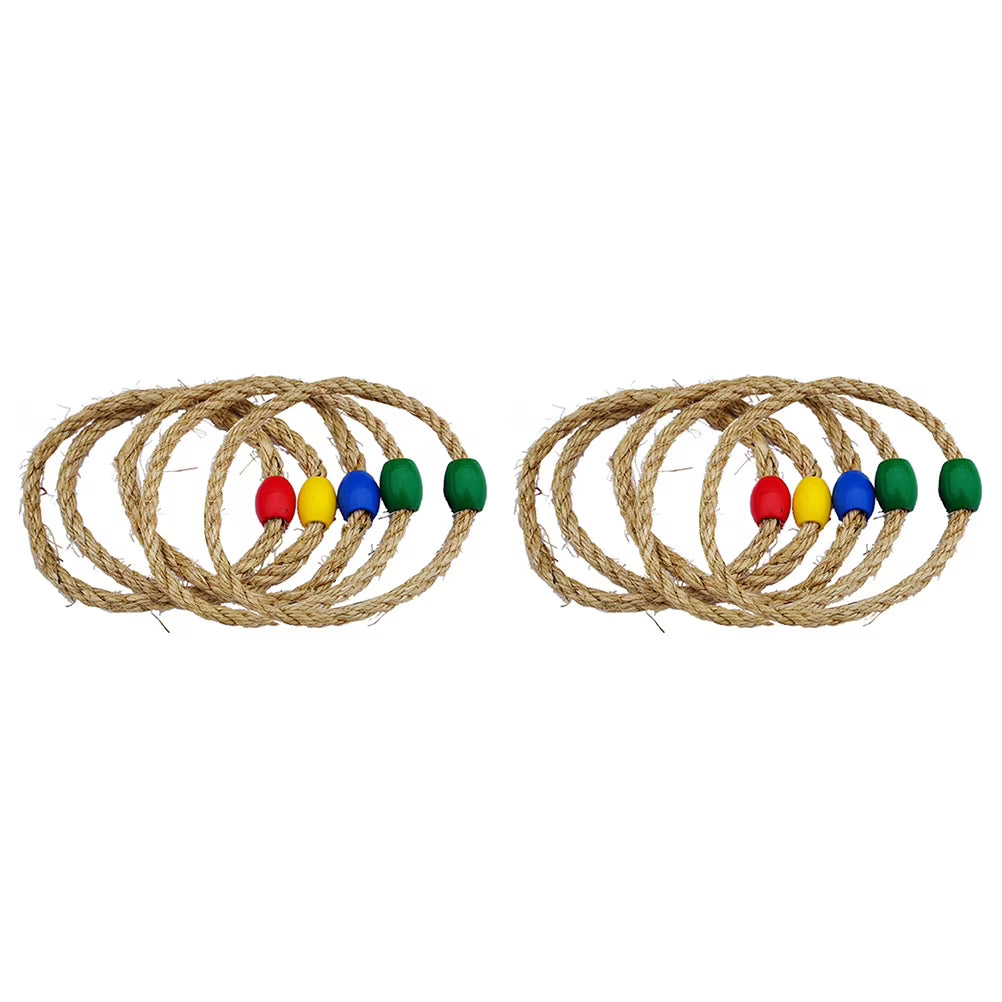 20 PCS Natural Rope Wooden Ring Toss Game Outdoor Playsets G397355